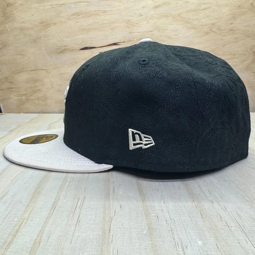NEW Chicago Bulls New Era 59Fifty Fitted Hat Cap Etch Two Tone Black Gray Sz 8